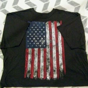 LNWOT Weathered flag print shirt